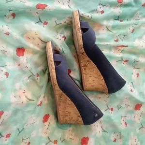 Ladies Size 10 blue denim wedge